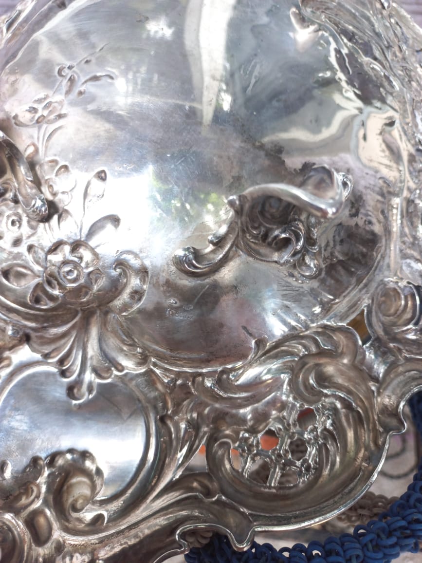 серебряная ваза для фруктов и прочего, серебро 800 проба, Германия фото 2