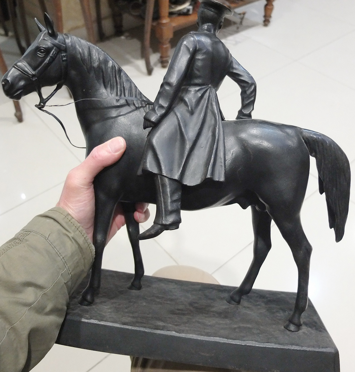чугунная скульптура Казачок на коне, авторская, Касли, 1963 год высота 30 см фото 6