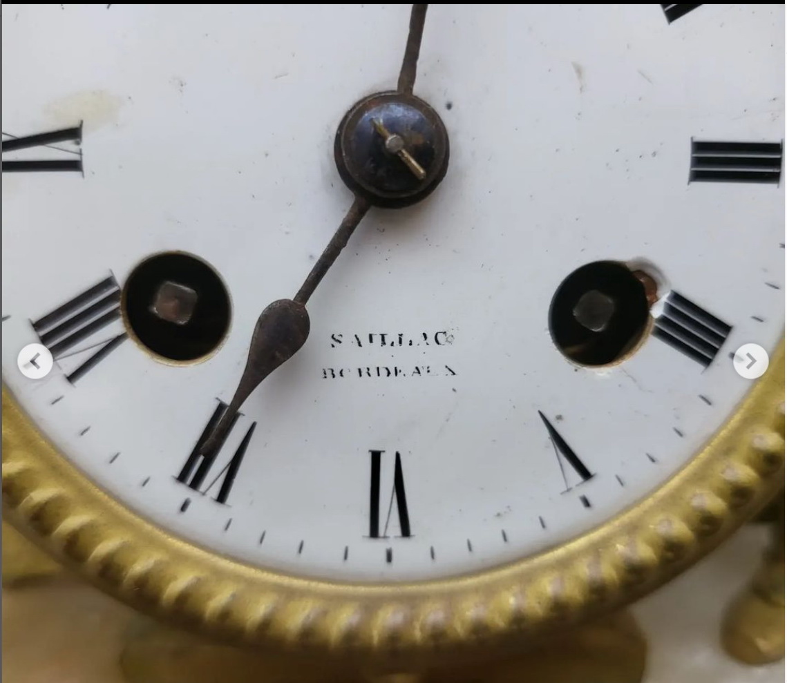 часы бронзовые настольные Барабанщик, рабочие, с боем, Европа, 19 век фото 4
