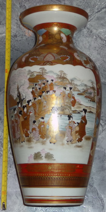 ваза напольная, Япония, живописная роспись, начало 20го века фото 3