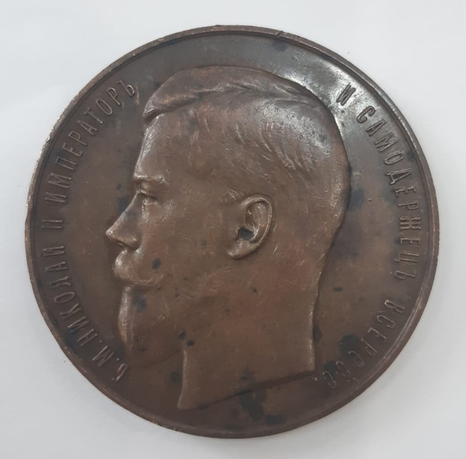 бронзовая настольная памятная медаль Выставка садоводства в Петербурге в 1899 году