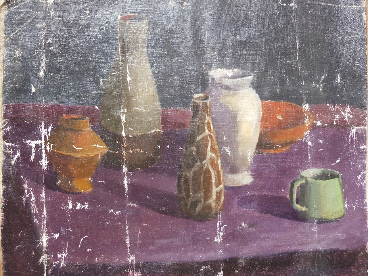 натюрморт с вазами, холст,масло, НХ, старый фото 3
