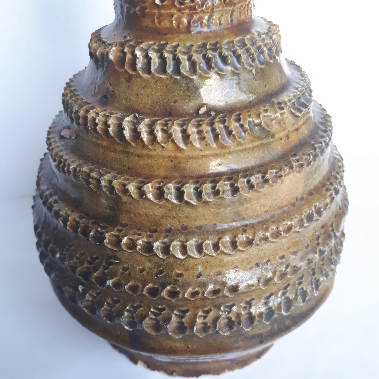 Керамическая с поливами ваза, Скопин к 19- н 20.вв. фото 2
