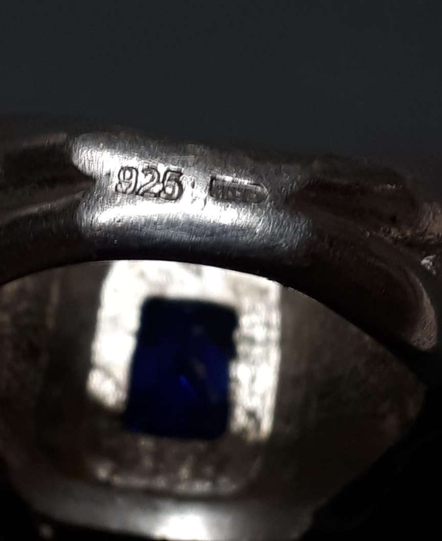 серебряный перстень Русалочка, сапфир облагороженный фото 5