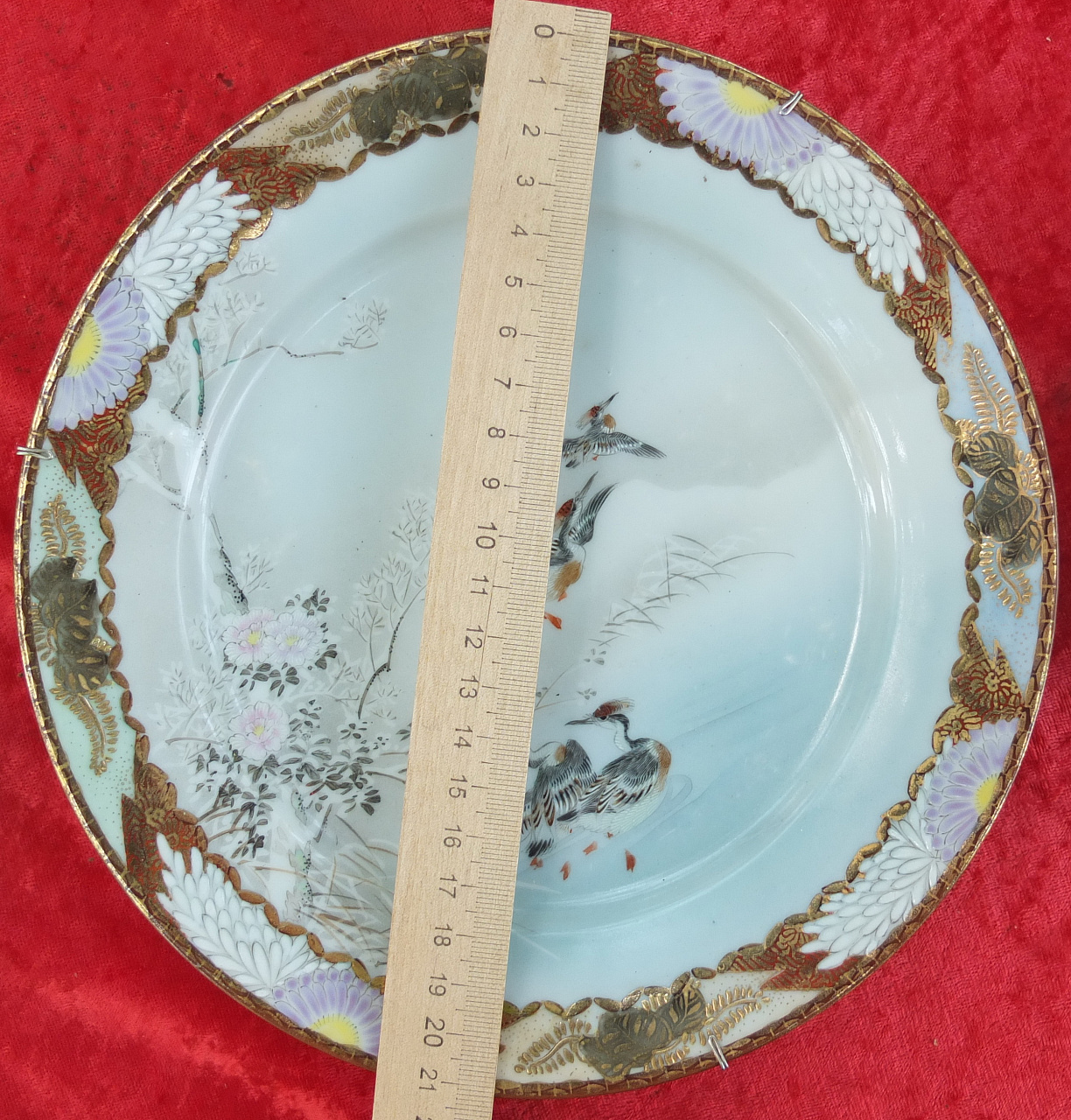 китайская фарфоровая коллекционная тарелка Цапли, старая фото 3