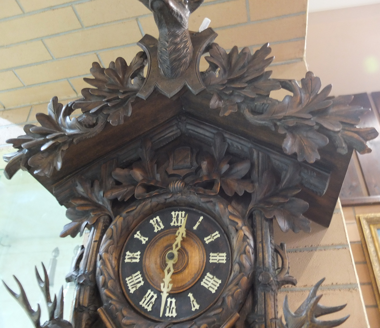 часы охотничья тематика настенные в деревянном корпусе, старинные,  рабочие, Европа фото 8