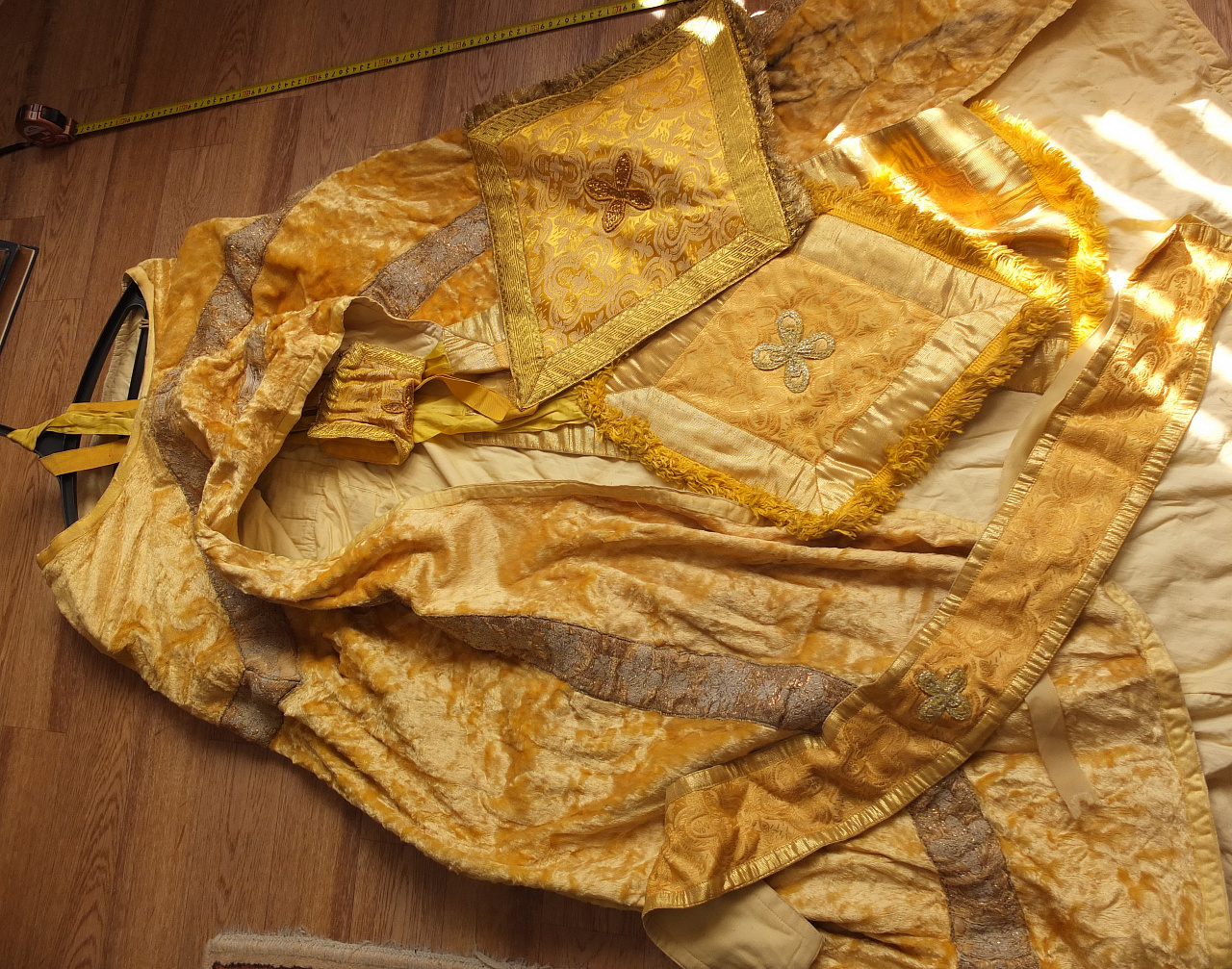 риза священнослужителя в полном комплекте,ручная работа , шитьё золотой  ниткой, старинная фото 6