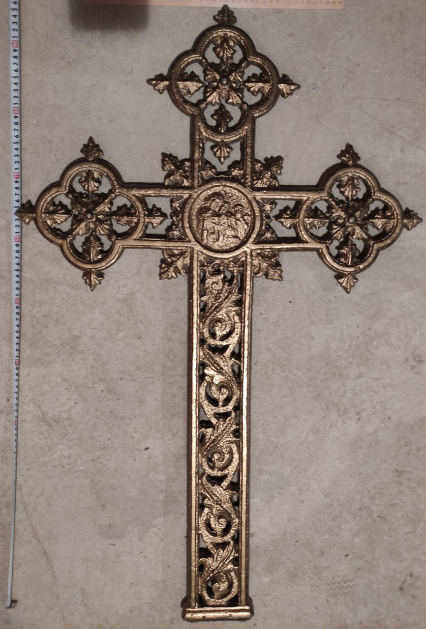 крест церковный бронзовый большой, высота 100 см, 19 век