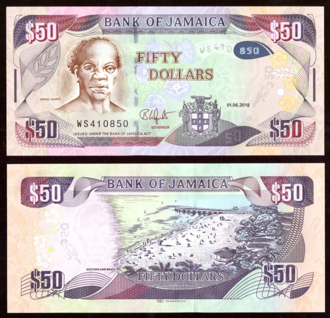 Ямайка 50 Долларов 2018 год UNC - ПРЕСС из пачки