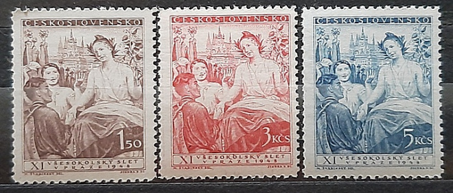 Чехословакия, 1948 год, № 532/34, " XI съезд клуба "Сокол" ", MNH**
