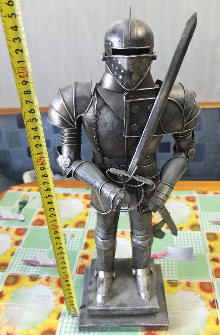 статуэтка Рыцарь, сплав белого металла, ручная работа, высота 45 см фото 6