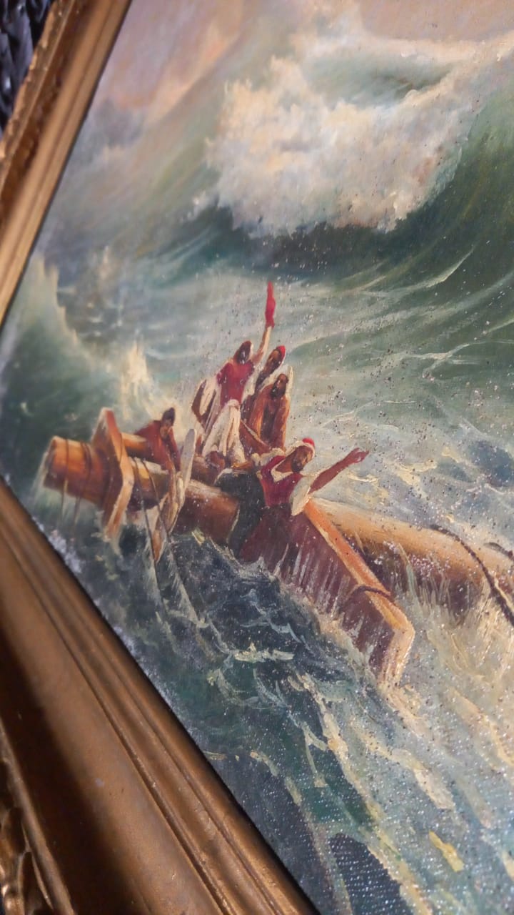 картина Море в шторм, холст, масло, копия, 1945 год фото 3