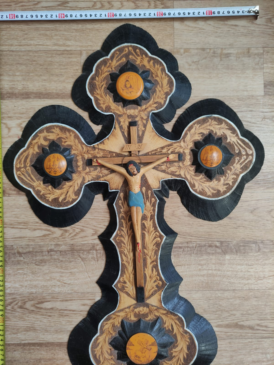 деревянный крест распятие ,большой, ручная авторская работа фото 3