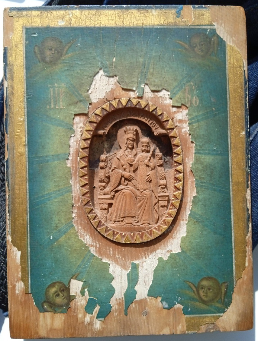 икона Богородица, резная,19 век фото 2