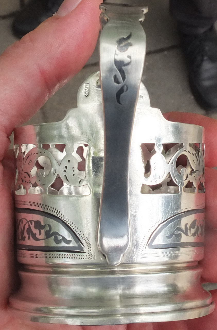 серебряный подстаканник, чернение, серебро 875 проба Кубачинское серебро фото 2