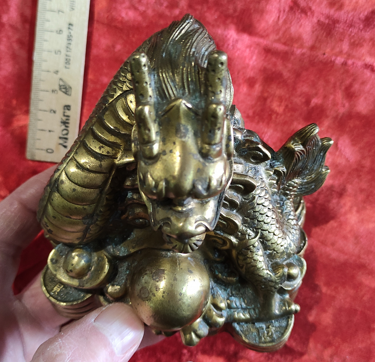 бронзовая статуэтка Дракон Будды, символ благополучия фото 7