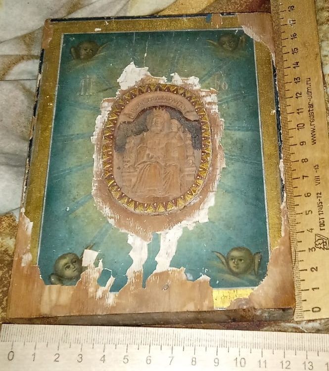 икона Богородица, резная,19 век фото 4