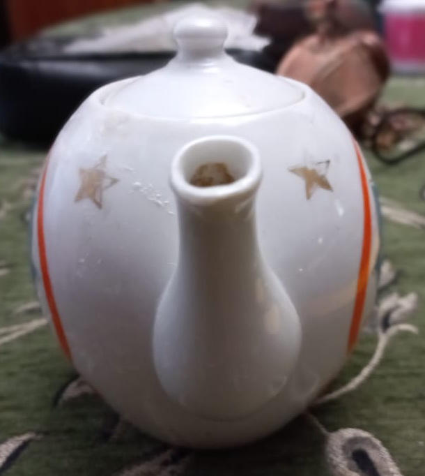 фарфоровый заварочный чайник агитационный, с серпом,молотом, звёздами, агитационный фарфор фото 4