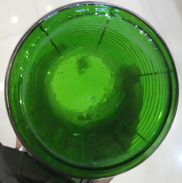 ваза зелёное стекло, серебро, высота 26 см фото 4