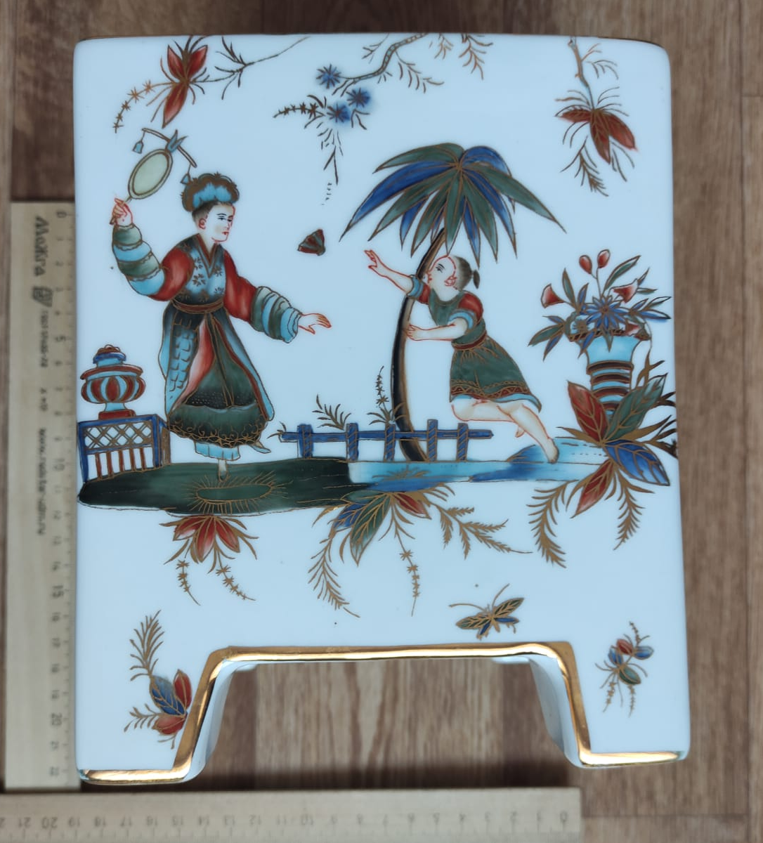 ваза китайская, авторская ручная роспись эмалевыми красками, старая, винтаж фото 6