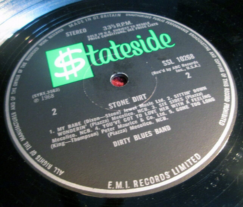 The Dirty Blues Band - Stone Dirt 1968 Original stereo GB LP фото 8
