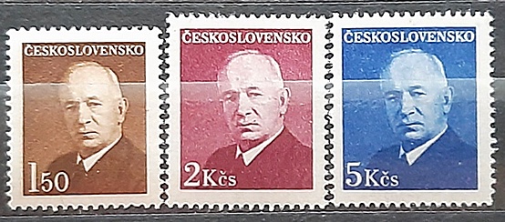 Чехословакия, 1948 год, № 529/31, " Президент Эдвард Бенеш (1884-1948) ", MNH**