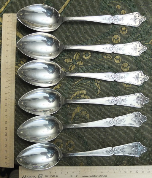 серебряные ложки столовые, 6 шт, новые, серебро 875 проба