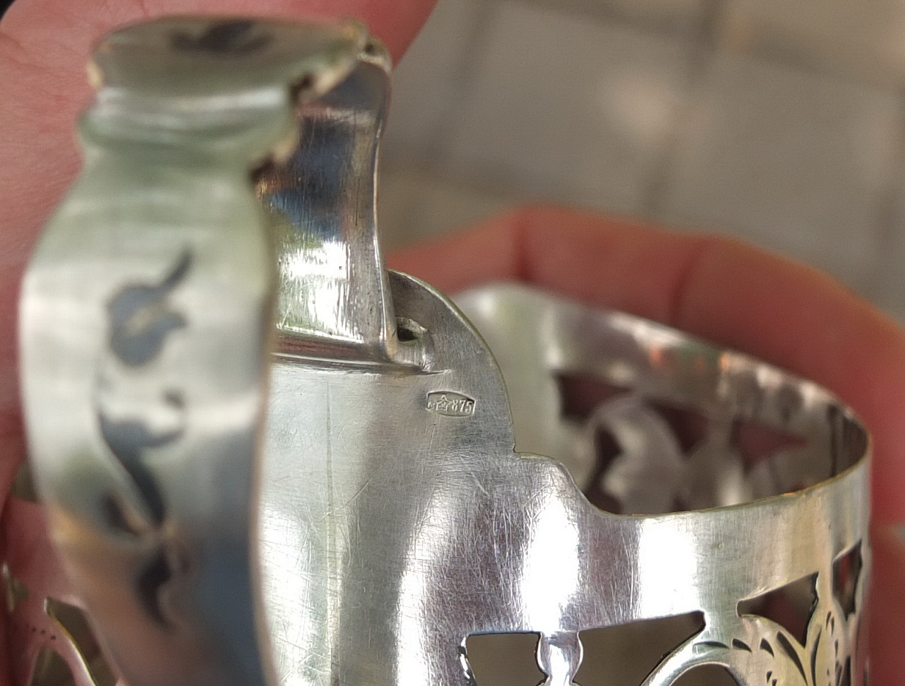 серебряный подстаканник, чернение, серебро 875 проба Кубачинское серебро фото 5