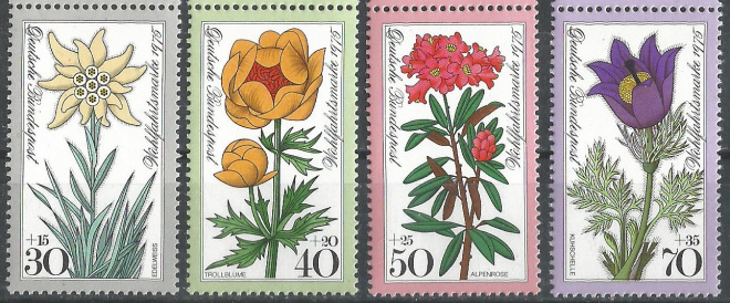 ФРГ. 1975 г. Флора. Альпийские цветы. MNH