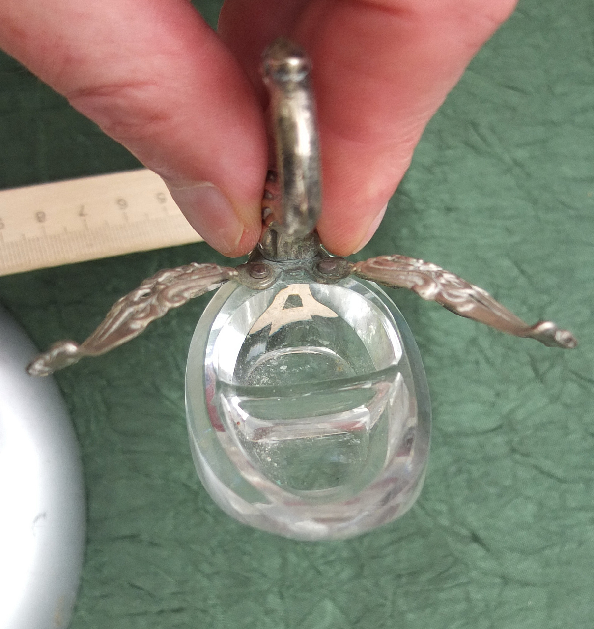 серебряная солонка Лебедь, хрусталь, серебро 835 проба, старая фото 6