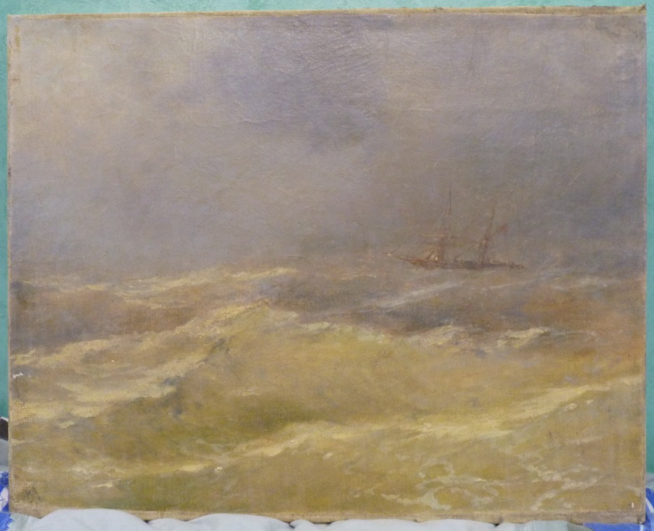 картина Шторм на морю, холст, масло, НХ, Россия,19 век