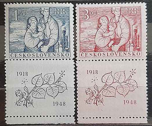 Чехословакия, 1948 год, № 550/51, " 30 лет со дня основания Чешской Республики ", MNH**