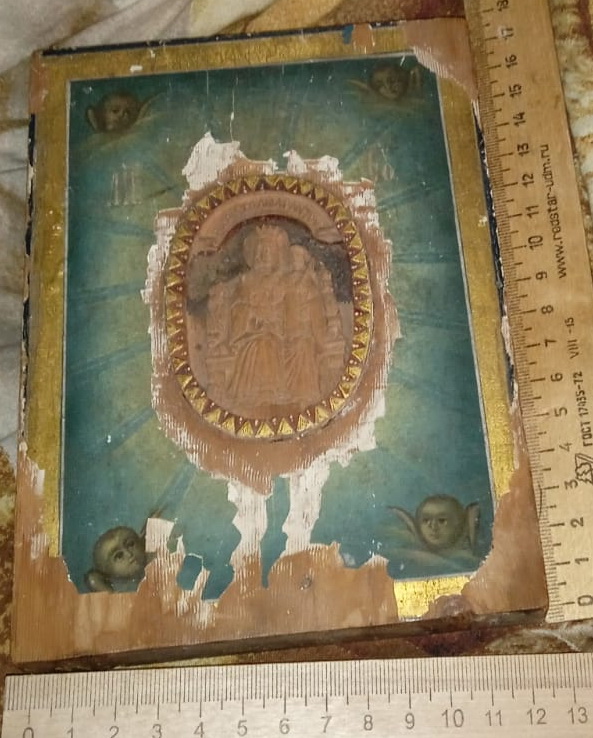икона Богородица, резная,19 век фото 5