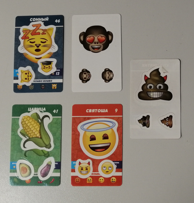 Карточки emoji из магазина Окей 5 шт.