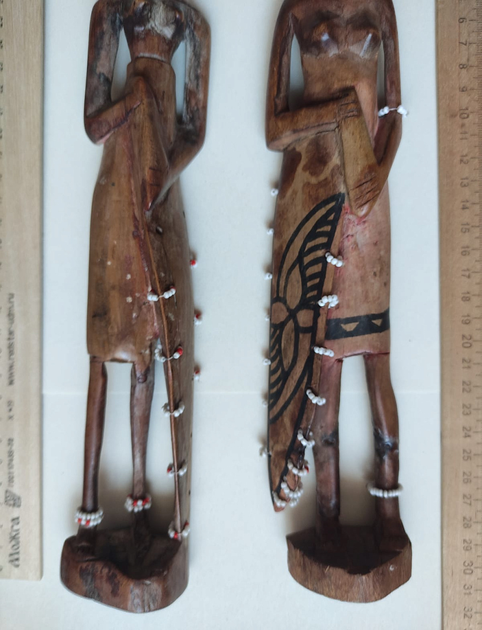 деревянные африканские обрядовые статуэтки пара, резьба по дереву фото 5