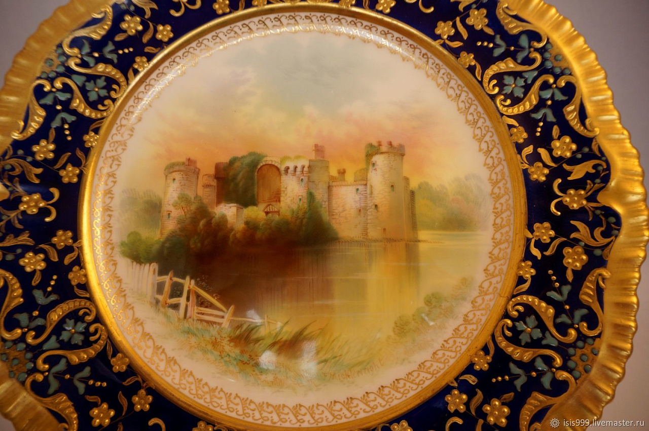  Антикварная тарелка Вустера 19 век  фото 2