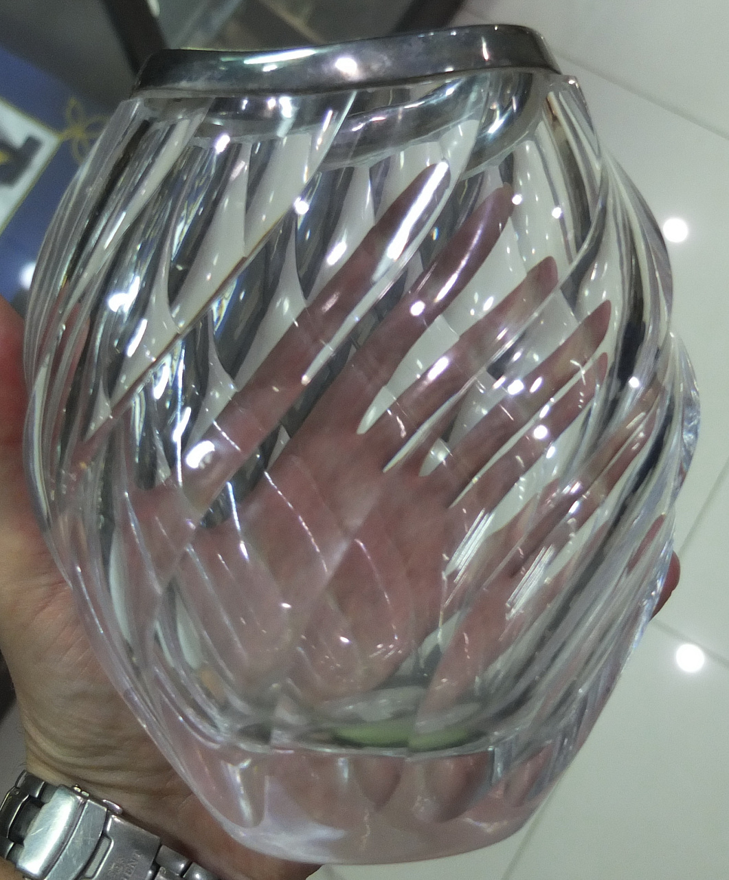 декоративная ваза,стекло,стерлинговое серебро 925 пробы, авторская ваза,  Англия фото 3