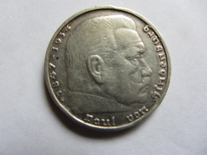 5 марок 1936(G).XF.серебро