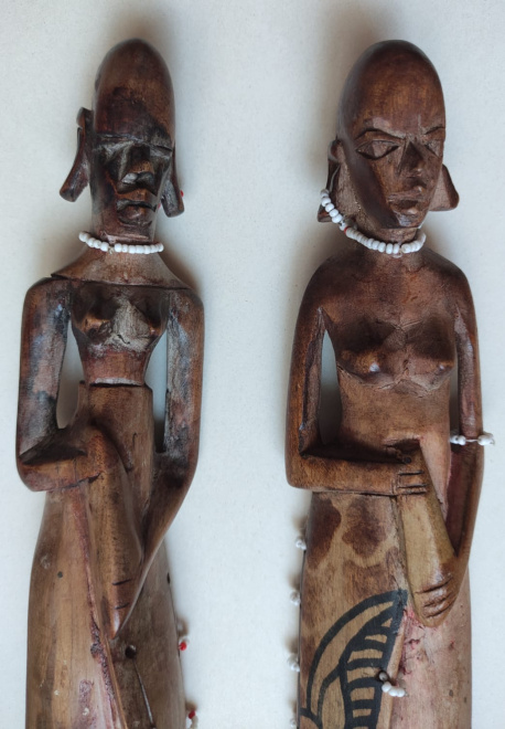 деревянные африканские обрядовые статуэтки пара, резьба по дереву