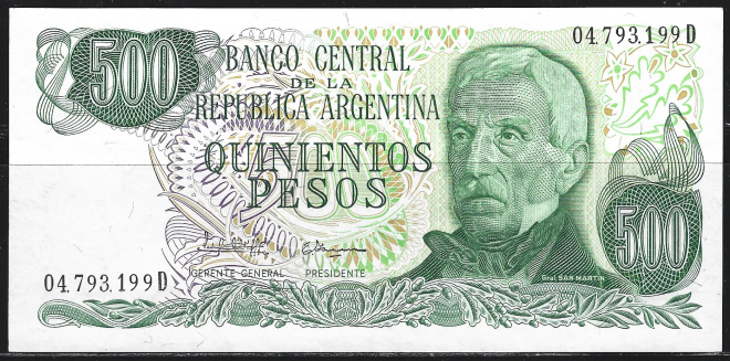 Аргентина. 500 песо. 1977-1982г. UNC. ПРЕСС. В1-338