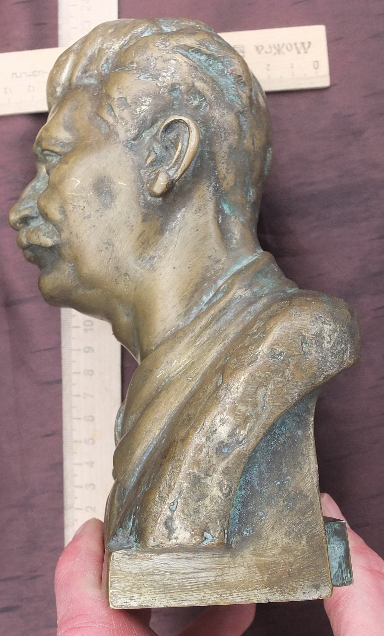 бронзовый бюст Сталин, прижизненный, высота 23 см фото 5