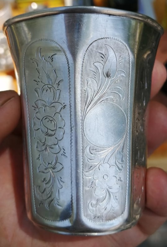 серебряный гранёный стакан, серебро 84 проба фото 3