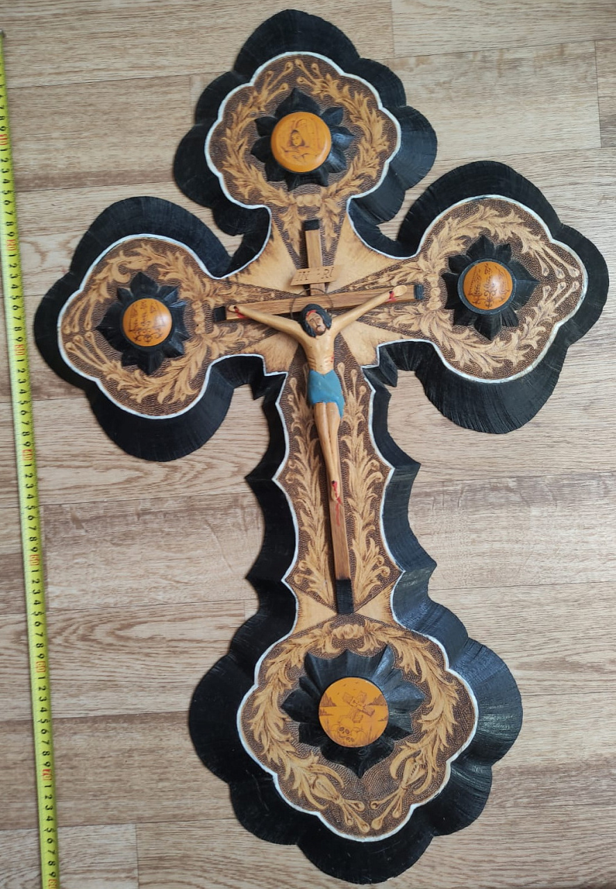 деревянный крест распятие ,большой, ручная авторская работа фото 5