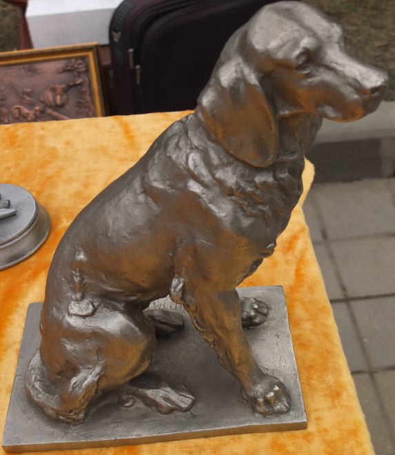 силуминовая статуэтка Охотничья статуэтка сеттер, авторская, СССР 