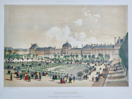 Название: Антикварная литография "Париж в своём великолепии. Дворец Тюильри."