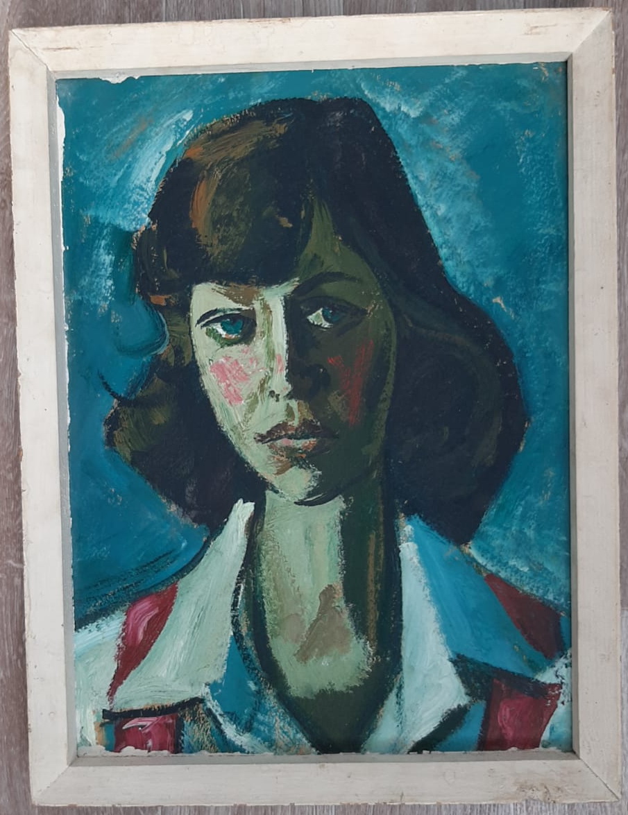 картина портрет Неизвестной Девушки, оргалит,масло, х-к Пётр Горбань фото 2