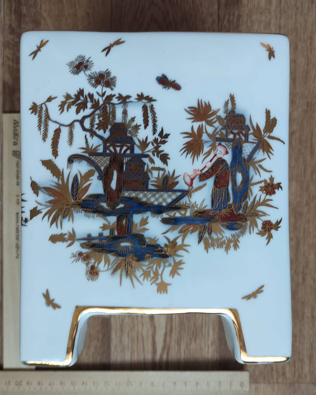 ваза китайская, авторская ручная роспись эмалевыми красками, старая, винтаж фото 5