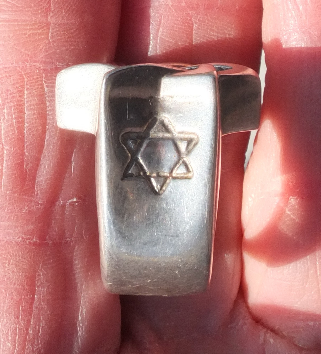 серебряный перстень иудаика, камень муассанит полкарата, серебро 925 проба  фото 4