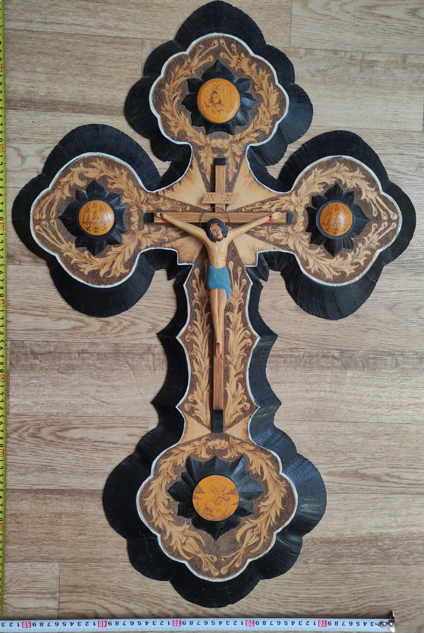 деревянный крест распятие ,большой, ручная авторская работа фото 6
