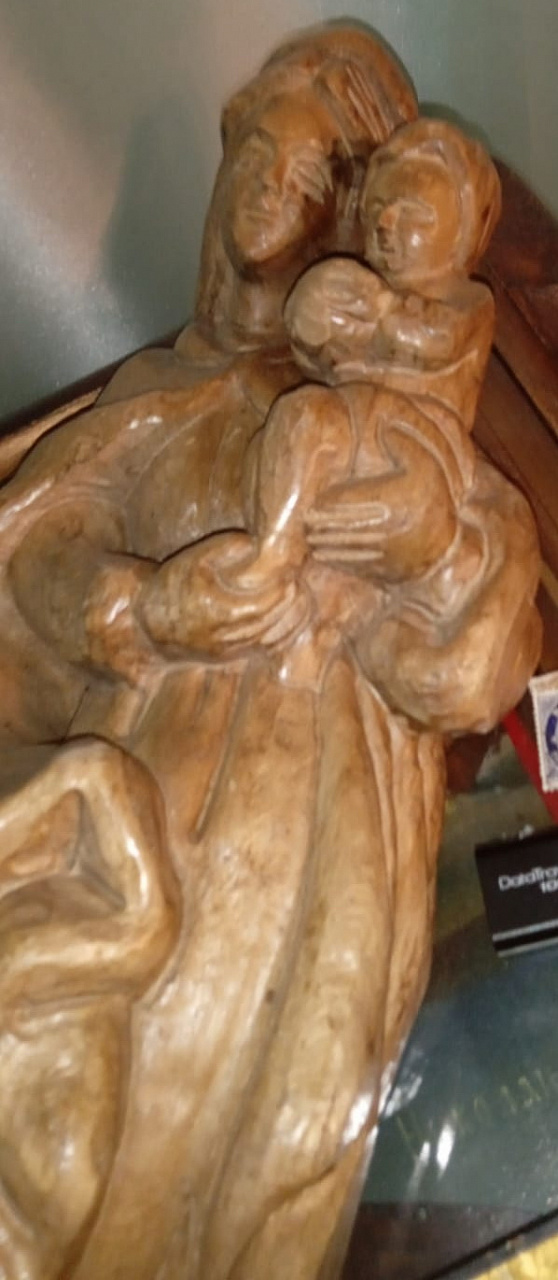 деревянная скульптура Богоматерь со младенцем, резьба по дереву, старинная фото 2